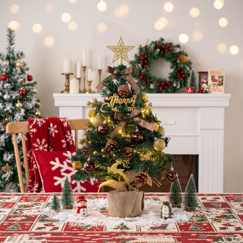 Living And Home 60cm Mini LED Lighted Artificial Christmas Tree 1