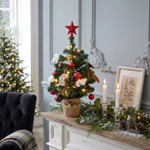 Living And Home 60cm Mini LED Lighted Artificial Christmas Tree 1
