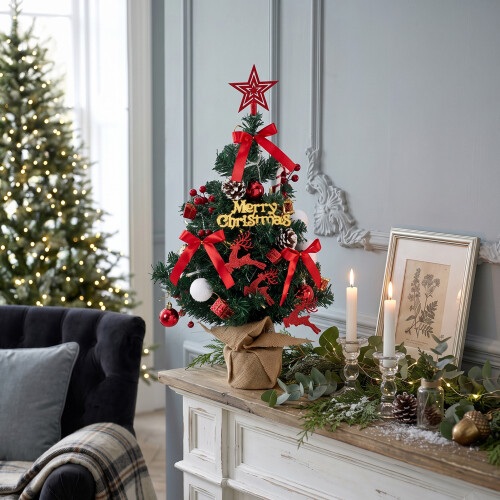 Living And Home 60cm Mini LED Lighted Artificial Christmas Tree 1