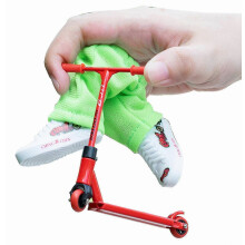Conjunto de mini patinetes de dedo de aleación con mini patinetes, pantalones y zapatos de dedo para patinadores.