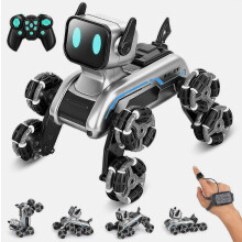 Perro robot de juguete con pulsera de control por gestos, ojos LED, coche acrobático RC todoterreno para niños_tuks