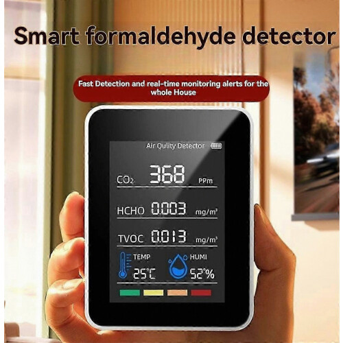5-in-1 ilmanlaadun valvontalaite LCD-näytöllä musta 2
