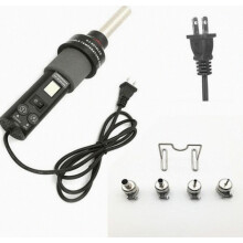 Pistola de aire caliente portátil de 450 W para soldar, con pantalla digital LCD, termostato ajustable y 4 boquillas.