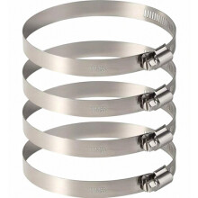 Paquete de 4 abrazaderas ajustables de acero inoxidable de 150 mm para mangueras y tuberías flexibles, 141-165 mm