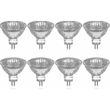 Verpakking van 8 halogeenlampen GU5.3 MR16 35W 12V dimbaar - Warm wit 2800K, 400 lumen, glazen kap Fi_mdcg