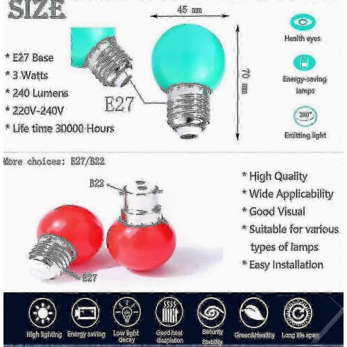 40 χρωματιστές λάμπες LED E27 240 Lumens για εσωτερική διακόσμηση_usmddsa 1