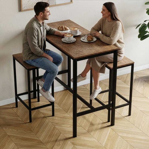 Vida Designs (Dark Wood) Roslyn 2 Seater Home Dining Bar & Stool Table Set 1
