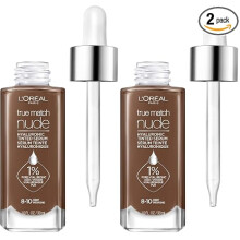 L'Oreal Paris True Match Nude Hyaluronic Tinted Serum Foundation with 1% Hyaluronic acid, Deep 8-10, 1 fl. oz. (Pack of 2)