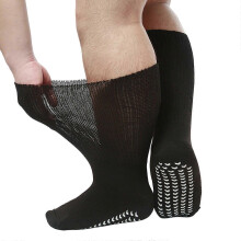 (1, Black dispensing plu) Extra Wide Diabetic Socks for Men & Women - Anti-Slip Swollen Feet Socks, Bariatric Hospital Socks for Edema, Unisex Design