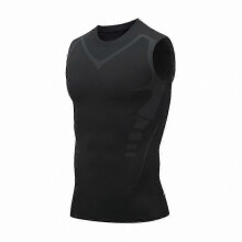 (3XL, Black 1) Men's Ionic Shaping Vest, Breathable Ice Silk Slimming Waist Trainer for Body Shaping