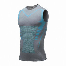(L, Grey 2) Men's Ionic Shaping Vest, Breathable Ice Silk Slimming Waist Trainer for Body Shaping