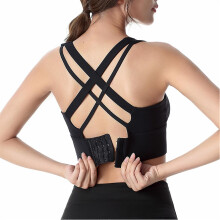 (L, Black) Woman Bras With String Quick Dry Shockproof Running Fitness Large Size Underwear
