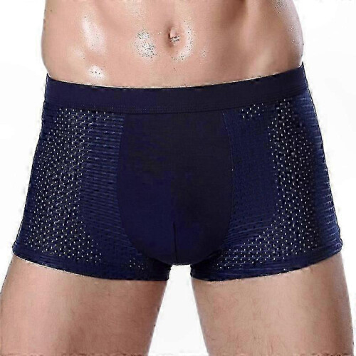 (L, blue) Men's 4-Pack Bamboo Boxer Briefs for Everyday Comfort and Support
