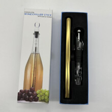 (golden) Stainless Steel Wine Chiller Stick Frozen Wine Cooler Rod Ice Wine Stick Decanter Pourer for Red Wine Quick Cooling