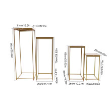 Soportes cuadrados metálicos para flores, dorado, lote de 4, 23-31 cm, carga 10-15 kg, desmontables para bodas y eventos