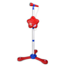Bontempi Drahtloses Bühnenmikrofon mit verstellbarem Stativ, Blau/Rot