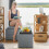 Würfelförmiger Aufbewahrungshocker mit wendbarem Deckel, 40 l, Grau 1