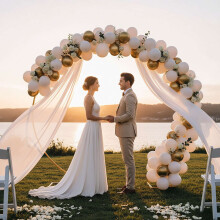 Runder Ballonbogenständer für Hochzeiten und Geburtstage, 210 x 240 cm, Gold
