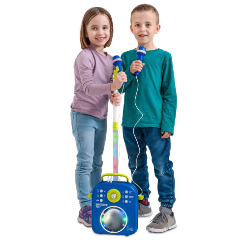 Bontempi Karaoke-Soundbox mit 2 Mikrofonen und Ständer, Hellblau 2
