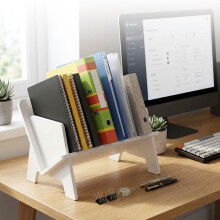 Schreibtisch-Regal-Organizer für Notizbücher und Bücher, weißes PVC