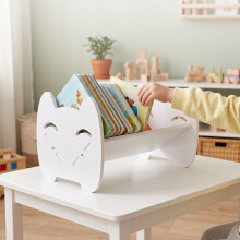 Kinderschreibtischregal mit Katzenmotiv, weißes PVC, Tragkraft 3 kg