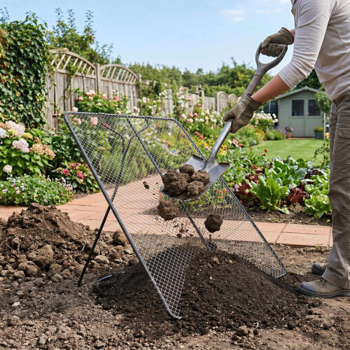 Gartensieb 100 x 80 cm mit verzinktem Drahtgewebe, Anthrazit, Silber 2