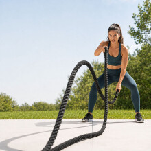 Battle Rope mit rutschfesten Griffen für Ganzkörpertraining, Schwarz