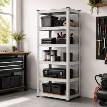 Verstellbares Stahlregal mit 5 Ebenen, max. Traglast 875 kg, Silber