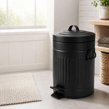 Retro-Badezimmer-Treteimer, 5 Liter, mit Soft-Close-Deckel, schwarz