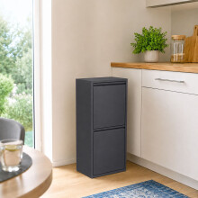 3-Kammer-Abfalleimer 40 l mit Kippfunktion, Anthrazit, Wandmontage