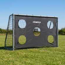 Stahl-Fußballtor mit Torwand für Schussübungen, Netz aus Polyethylen, Grau
