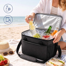 Isolierte Kühltasche mit Schultergurt und zwei Tragegriffen, auslaufsicher
