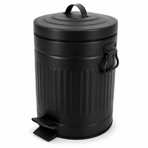 Retro-Badezimmer-Treteimer, 5 Liter, mit Soft-Close-Deckel, schwarz 1