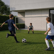 Stahl-Fußballtor 300 x 200 cm mit reißfestem PE-Netz, Grau