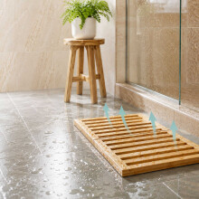 Lattenförmige Bambus-Badematte mit rutschfester Unterseite, 59.5 x 39 cm, Natur