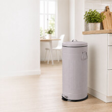 Retro-Treteimer 30 l mit Soft-Close-Deckel, Vintage-Design, Hellgrau