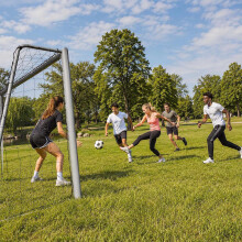 Porta da calcio in acciaio 300 x 200 cm con parete di protezione, rete in PE