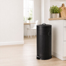 Retro-Treteimer 30 l mit Soft-Close-Deckel, Vintage-Design, Schwarz