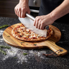 Pizzabrett aus Akazienholz mit Griff, 28 cm, Natur
