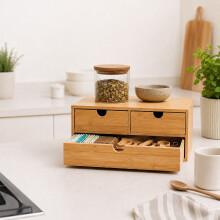 Schreibtisch-Organizer aus Bambus mit 3 Schubladen, 13.5 x 33 x 21 cm, Natur