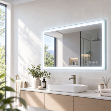 LED-Badezimmerspiegel mit Rasiersteckdose und Antibeschlagfunktion