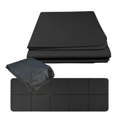 Faltbare Yogamatte, 6 mm dick, mit Tragetasche, 61 x 183 cm, Schwarz 1