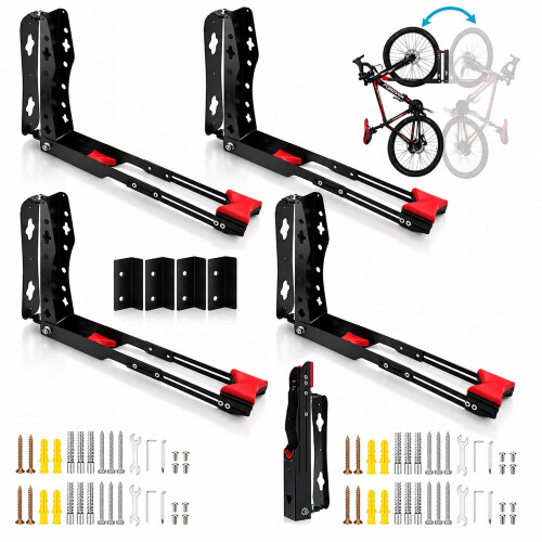 Supporto da parete verticale girevole per bicicletta, set da 4 1