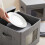 Set di 2 scatole porta piatti con 24 inserti in feltro, colore grigio 6