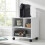 Supporto mobile per stampante con rotelle e 3 scomparti, effetto legno marrone 6