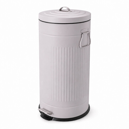 Retro-Treteimer 30 l mit Soft-Close-Deckel, Vintage-Design, Hellgrau 1