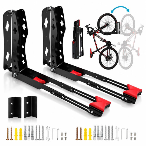 Supporto verticale girevole da parete per bicicletta, set da 2 1