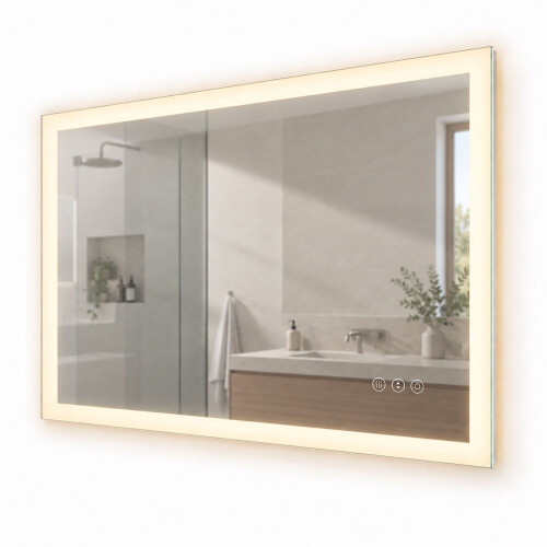Specchio da bagno a LED con presa per rasoio e funzione antiappannamento 1