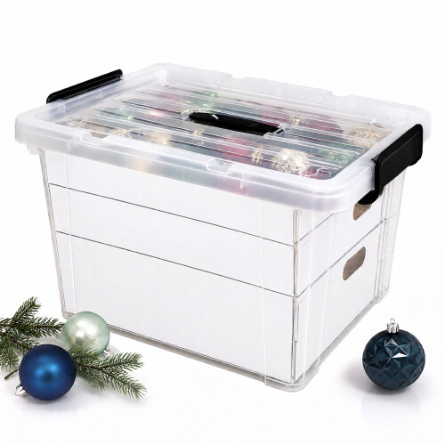 Aufbewahrungsbox für Weihnachtskugeln mit Tragegriff, 3 Ebenen, transparent 1