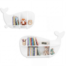 2 Pieces Whale Floating Shelves Wall Mounted Storage Display Rack